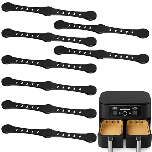 Vinuwu 8 Stück Magnete für Airfryer Backpapier Silikon - 12cm Lang Befestigung für Heißluftfritteuse Zubehör Einfache Anwendung Passend für Single & Dual Basket Air Fryer