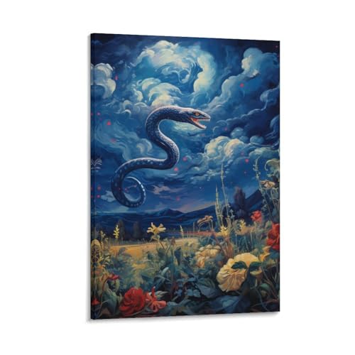 Peinture à l'huile serpent sur toile de 30x45cm décoration murale