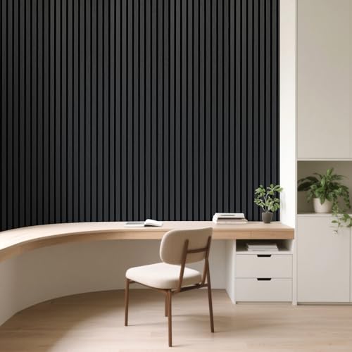 Image of Art3d Roll-Flat Design Acoustic Wood Slat Wall Panel, 1-Pack, Blackwood