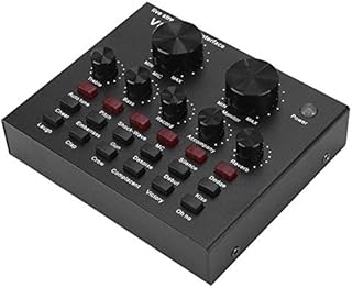 ASHATA V8 Sound Card External Voice Changer Live Sound Card 6 Modes 18 Sound Effects DJ Audio Mixer Bluetooth Podcast for Smartphone Computer Online Singing Recording Live Broadcast