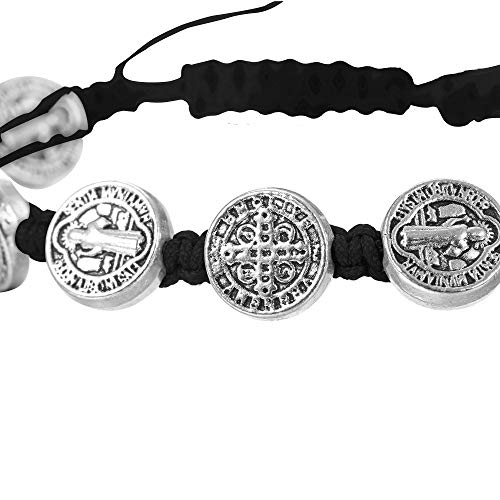 Finrezio 6 Pcs Saint Benedict Cord Bracelets For Women Men Evil Protection Medal Rosary Bracelet Set Catholic Gifts Religious Jewelry #TOP6