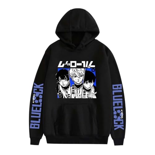 DJMANMENGG Blue Lock Hoodie Sweatshirt Cosplay Costume Anime Men Hoodie 3D Print Unisex (black01, S)
