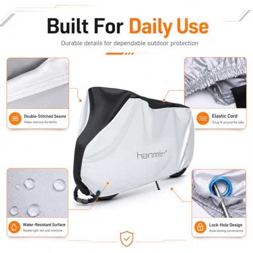 Funda para bicicleta Hanmir resistente al agua para exteriores, con bolsa, para 1-2 bicicletas miniatura 7