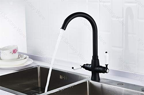 Mitigeur de cuisine double commande finition chrome black haut de gamme - 4
