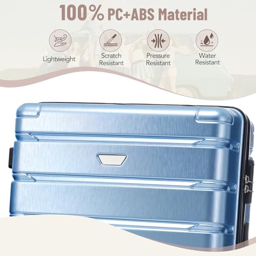 Durable Travel Suitcase Set, 3-Piece Hardshell Luggage with Spinner Wheels, 20/24/28 Inch, Stylish Blue Finish3