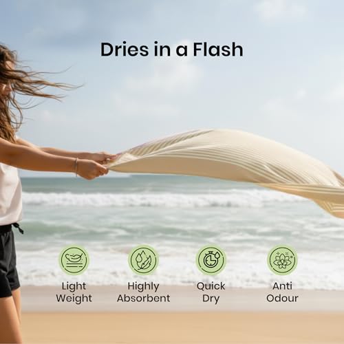 Image of Mush Bamboo Travel Towel | 100% Bamboo Bath Towel for Beach, Hiking & Gym Towel for Men Workout | Quick Dry & Compact Towels with Travel Bag | 60x120 cms, 250GSM | Pack of 2 (Lavender & Beige)