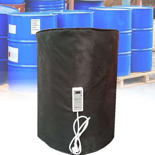 Industrial Grade/Weather Resistants Drum Heating Blanket, 55 Gallon Drum Heater Fixed Thermostat 0-248℉, Insulated Pail Band Heater with 10ft Power Cable Black