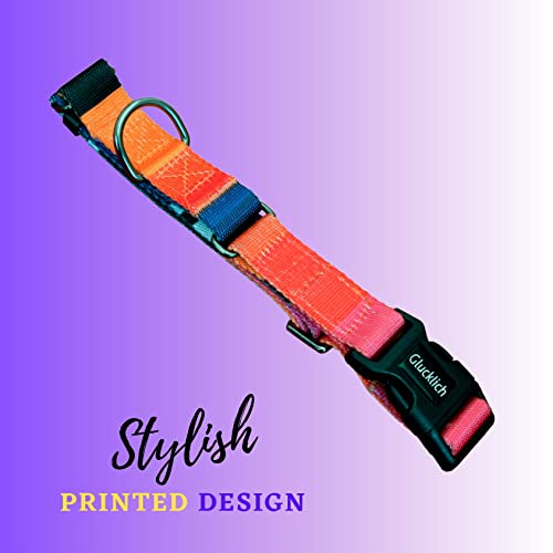 Image of Glucklich Martingale Printed Dog Collar with Quick Release Buckle, No Pull Pet Collar, Heavy Duty for Small, Medium and Large Dogs. Adjustable Length, Stylish Dual Colour (S-Martingale, Dark Night)