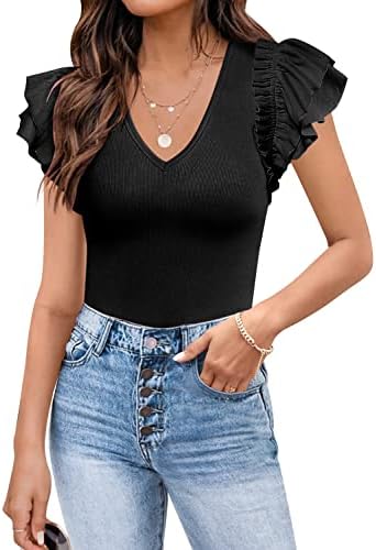 DOROSE Women Tank Tops Summer Sleeveless Basic Cami Top Shirt Slim Knit Blouses Black