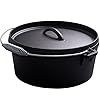 4.5Qt camping dutch oven with lid，cast iron dutch oven，Lifter Handle，Camping Tripod，Cast Iron Camping Cookware, Camping Oven - Campfire Cooking Equipment，With Free Scrubber Brush Stainless Steel Material #5