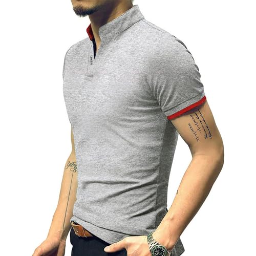 Camiseta polo para hombre LOGEEYAR, cuello polo, manga corta, ajuste slim, 95 % algodón y 5 % spandex miniatura 5