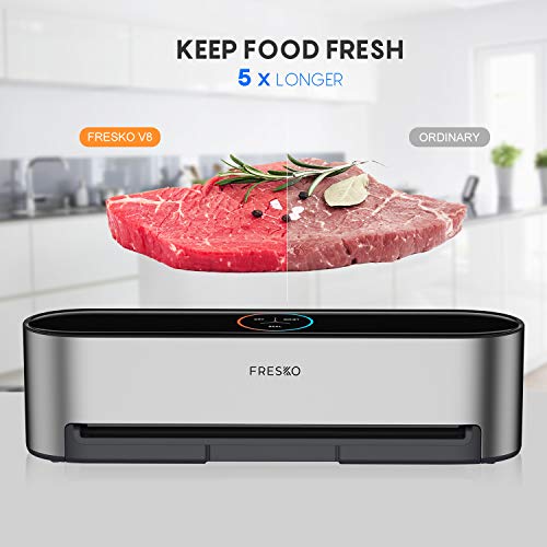 Automatic Vacuum Sealer Machine, FRESKO 5-In-1 Hands-Free Food Sealer for Food Savers, Smart Vacuum Sealer with One-Touch Operation | LED Dynamic UI | Dry & Moist Food Modes | 20 Vacuum Bags