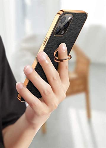 Coque iPhone 12 Pro Max antichoc avec support bague et cadre doré chic