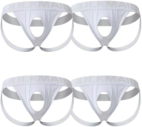 JOCKMAIL Mens Jockstrap Underwear Breathable Sport Thongs Athletic Supporters for Gym, Date and Everyday Wear 4 Pack
