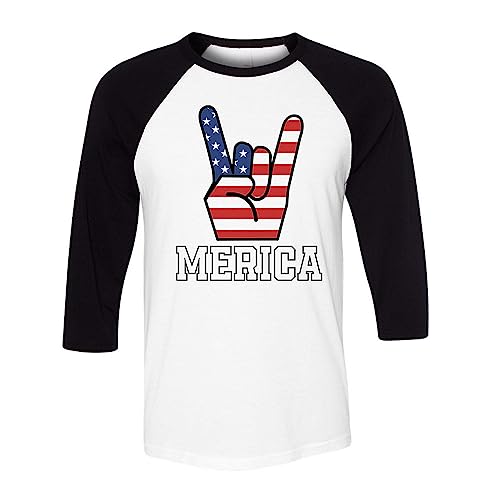 Rock America Camiseta de Béisbol con Mangas Raglán Tres Cuartos Unisex