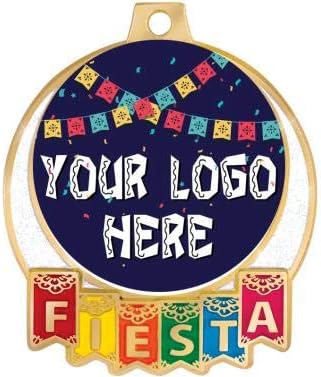 Create Your Own Fiesta Medal - Upload Your Own Logo Custom Fiesta Medals - Red Pin Drape Included