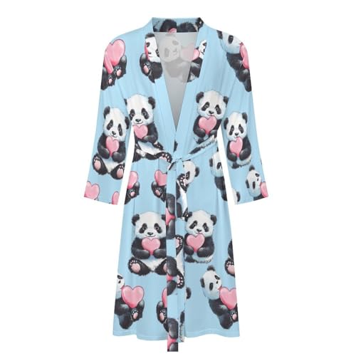 Bata de baño para hombre original de pandas un regalo suave de noche 5