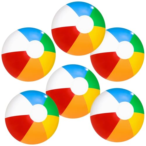 HTTDSLF 6 Pièces Ballons de Plage Gonflables 30 cm Ballon de Natation Arc-en-Ciel Balles de Piscine Colorés, Ballon de Plage Gonflable, bBallon Gonflable Piscinee, BBallon Plastique, BBallon Plagee