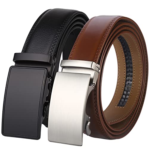 Image of Lavemi Men's Real Leather Ratchet Dress Belt with Automatic Buckle,Elegant Gift Box
