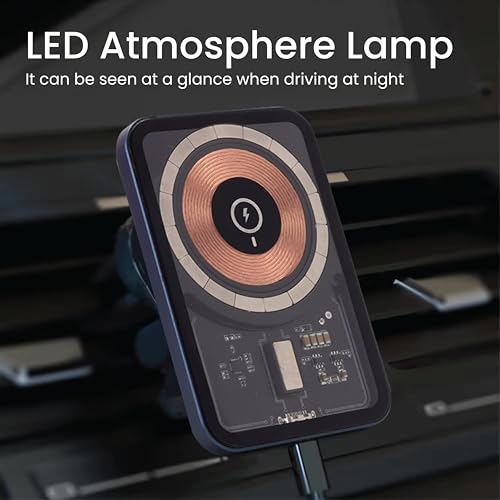 Image of JUST CORSECA SWIFTCHARGE Magnetic Wireless Car Charger | 15W Fast Charging | Transparent Design | Magnetic Lock | ABS & Aluminum Alloy Body | Compatible with MagSafe Devices (Black)