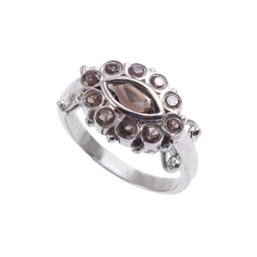 Bague de fiançailles en argent et quartz fumé, le cadeau idéal