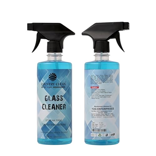Image of Glass Cleaner Spray- 500 ml, Round Bottle Car Glass Cleaner Liquid and All Surface Solution for Car, Kitchen and Home Surfaces with microfiber cloth