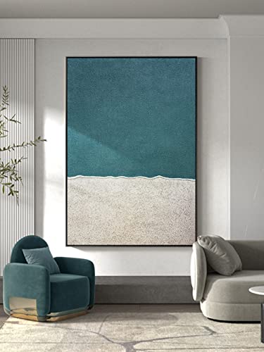 Peinture abstraite bleue Wabi-Sabi pour l'ambiance zen d'un café ou salon