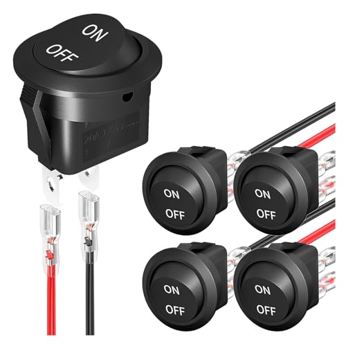 Interrupteur à bascule KCD1 rond 12V 2 broches pour auto et bateau x5