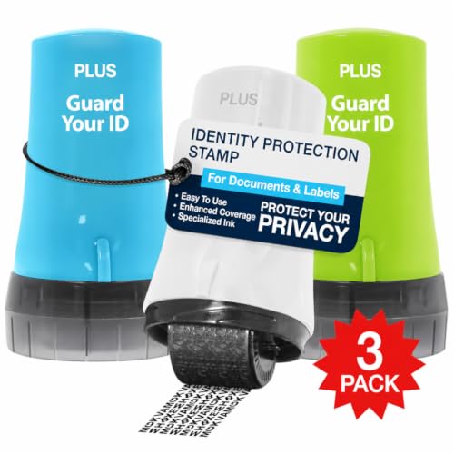 Guard Your ID Advanced Roller 3-Pack — Identity Theft Protection Stamp, Privacy Roller for Mail, Documents & Labels, Shredder Alternative, 1,000 Impressions per Roller (Turquoise, Green, White)