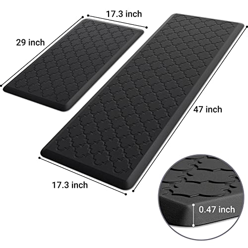 Image of Kitchen Mat [2 PCS] Cushioned Anti-Fatigue Floor Mat, Waterproof Non-Skid Ergonomic Comfort Foam Rugs, Standing Mat for Kitchen, Floor,Office, Sink, Laundry(Black)