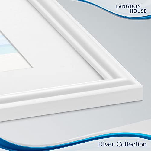 Langdon House Picture Frames (5X7, White, 3 Pack), W/Mat To 4X6, Attractive Rolling Bevels For Wall Mount & Tabletop Display, Wood Composite Photo Frames, River Collection #TOP3