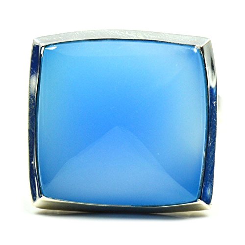 Bague en argent 925 véritable ornée de calcédoine bleue, le cadeau idéal