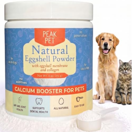 Calcium for Dogs and Cats - Eggshell Powder with Eggshell Membrane and Calcium Carbonate Egg Shell Powder Supports Strong Bones Teeth & Mobility Made in USA