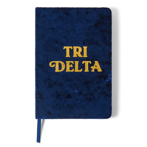 Sorority Shop DDD Velvet Notebook - Tri Delta Notebook with Velvet Cover, Gold Foil Imprint, Satin Ribbon, 216 Lined Pages - Sorority Journal, Delta Delta Delta Sorority Gift