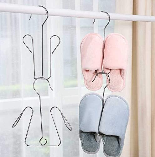 3 Pcs Stainless Steel Shoe Hanger Rack – Space Saving Shoe Organizer for Slippers, Flats & Sandals – Hook Type Hanging Shoe Holder for Closet & Balcony Drying-image-34