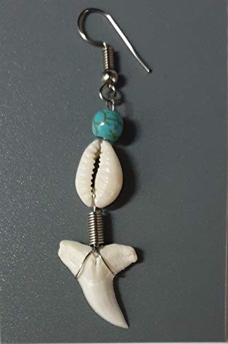 Genuine Shark Tooth Earrings For Women Men Boys Girls Surfer Dangle Drop Wooden Beads Handmade Jewelry Ea383 #TOP3
