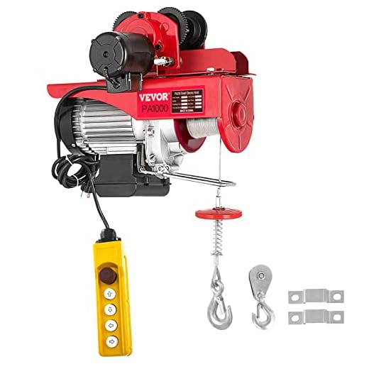 VEVOR Elektrische Seilwinde 220 V Elektrischer Kettenzug 1000 kg 1800 W mit kabelgebundener Fernbedienung 1,4 m Elektrische Winde für Werkstatt, Garage, Lager, Industrie, Heben schwerer Lasten