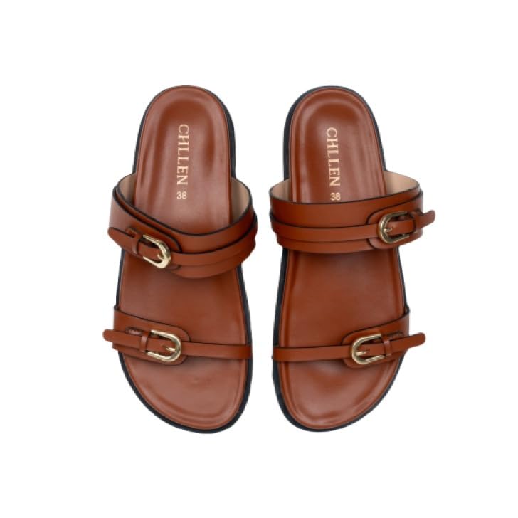 Floral Buckle Double-Strap Slides for Daily Outfit, Office, Travel, Beach & Outdoor Use-image-23