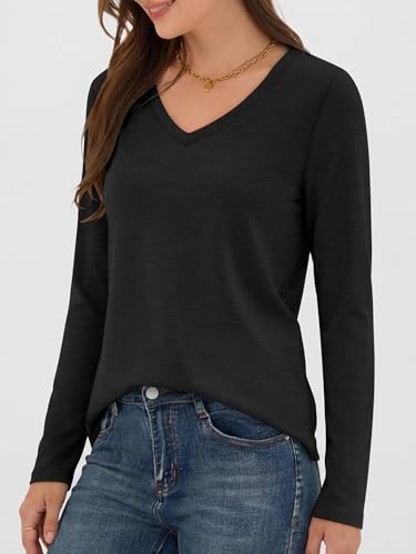 Image of ANRABESS Long Sleeve Shirts for Women Wrinkle Free V Neck Fall Top