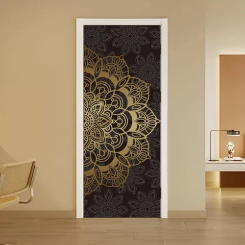 arricraft - arricraft 2 Stück Selbstklebende Türaufkleber 31.5"X78.7" Mandala Muster Tür Wandbilder Aufkleber Floral PVC Tür Abnehmbare Tapete Dekoration Für Schlafzimmer Wohnzimmer