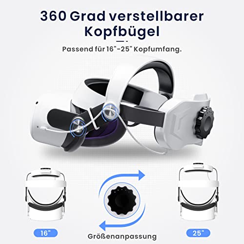 Oculus Quest2 VR Brille, 5200mAh Mobiles Power-Anpassungs Headset VR,Schnelles Aufladen Und Verstellbares Kopfband für Filme und Spiele vr Glasses (Schwarz) - Image 4