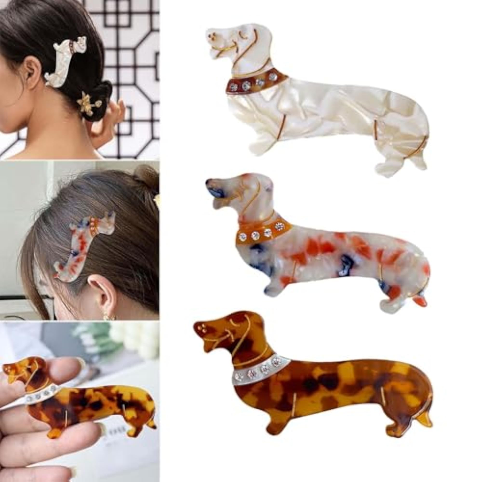 Dachshund Dog Hair Clips for Women & Girls