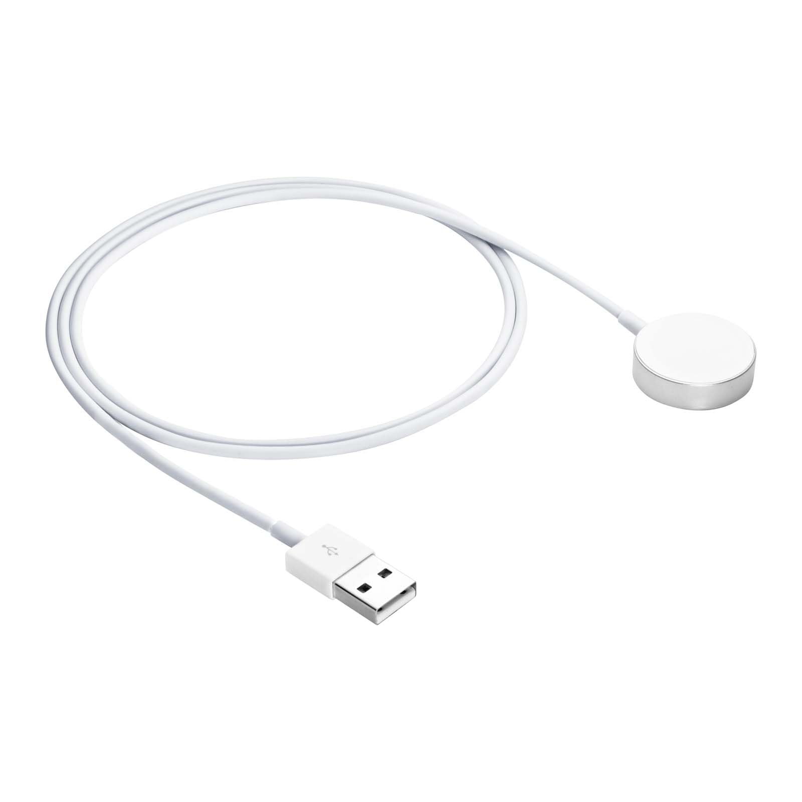 AKYGA AK-SW-44 kabel do ładowania USB, kompatybilny z Apple Watch Ultra 2 / Series 9/8/7/6/5/4/3/2/1, aluminium, 1 m, biała ładowarka
