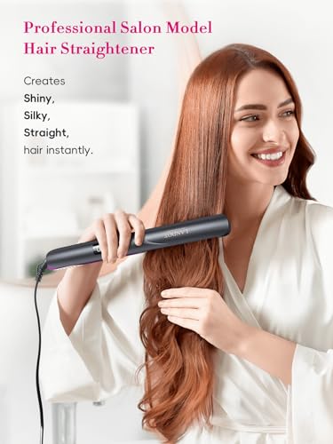 LANDOT Flat Iron Hair Straightener: Ceramic Ionic Straightener for Frizz-Free Shine - Adjustable Temp 250-450F & Auto Shut Off + Travel Pouch - Image 2