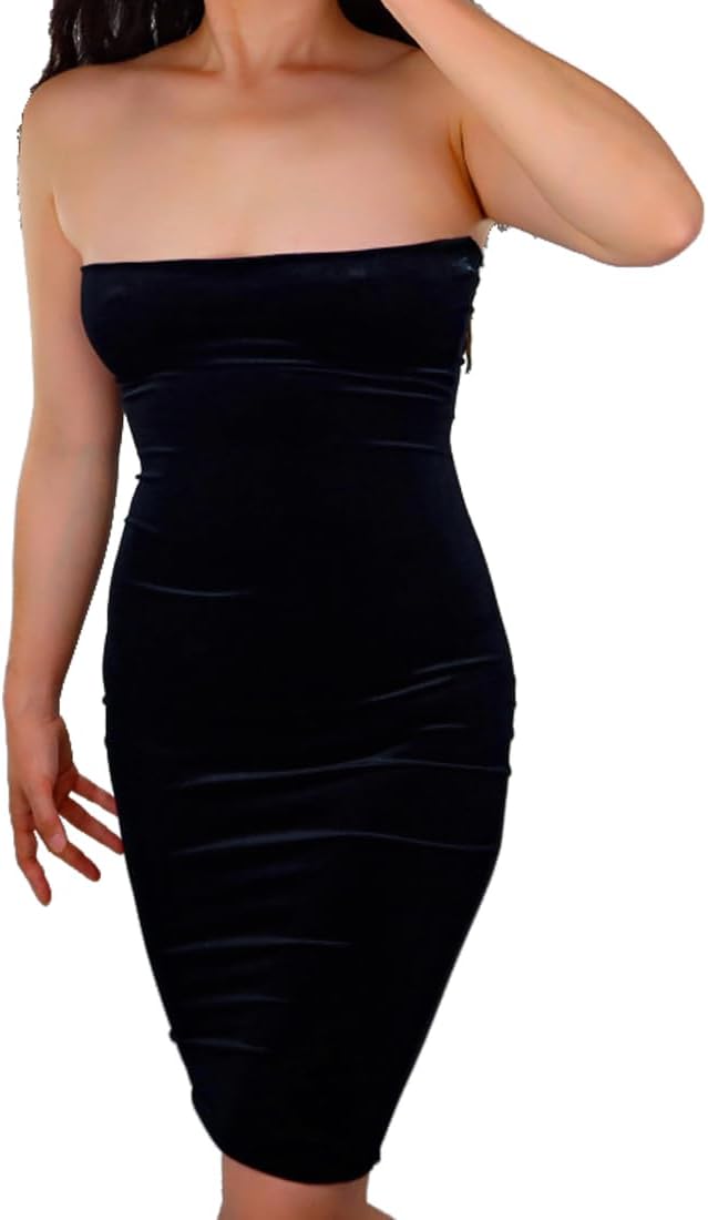 LAQWARM Women Summer Satin Strapless Tube Maxi Dress Sexy Backless