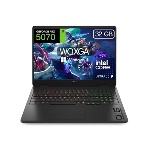 HP OMEN Slim - Ordenador portátil Gaming 16 2.5K WQXGA (Intel Ultra 9-285H, 32GB RAM, 1TB SSD, NVIDIA RTX 5070, Windows 11 Home) Teclado QWERTY Español - Negro