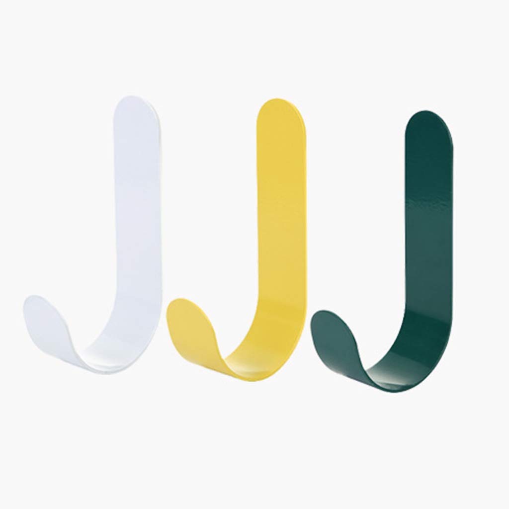 W-life J Hooks 3 Pcs Adhesive Heavy Duty Solid Metal, Wall Mount Iron Art Hooks For Kitchen Bathroom Door Ceiling Hanger (Color : Mix color)