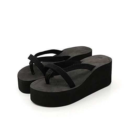 Dihope Femme Tongs Été Chaussons à Talons Hauts Sandales Pantoufle Flip-Flop Plateforme Shoes Mode Chaussures de Plage Compensé pour Maison Vacances Cover