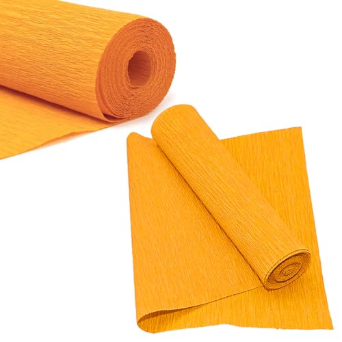 Rollo de papel crepé naranja, 50 cm de ancho y 250 cm de largo, hoja de papel crepé para hacer flores, ceremonia de boda, decoración de fiesta de cumpleaños, manualidades (2 rollos)