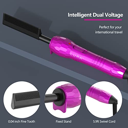 Peine eléctrico calentador LURA rosa para cabello miniatura 7
